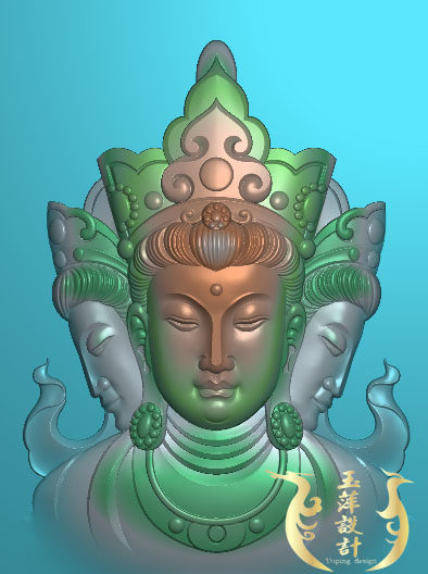 Guanyin bust Guanyin Three Guanyin Guanyin Finely Carved Plot Jade Sculpture figure JDP