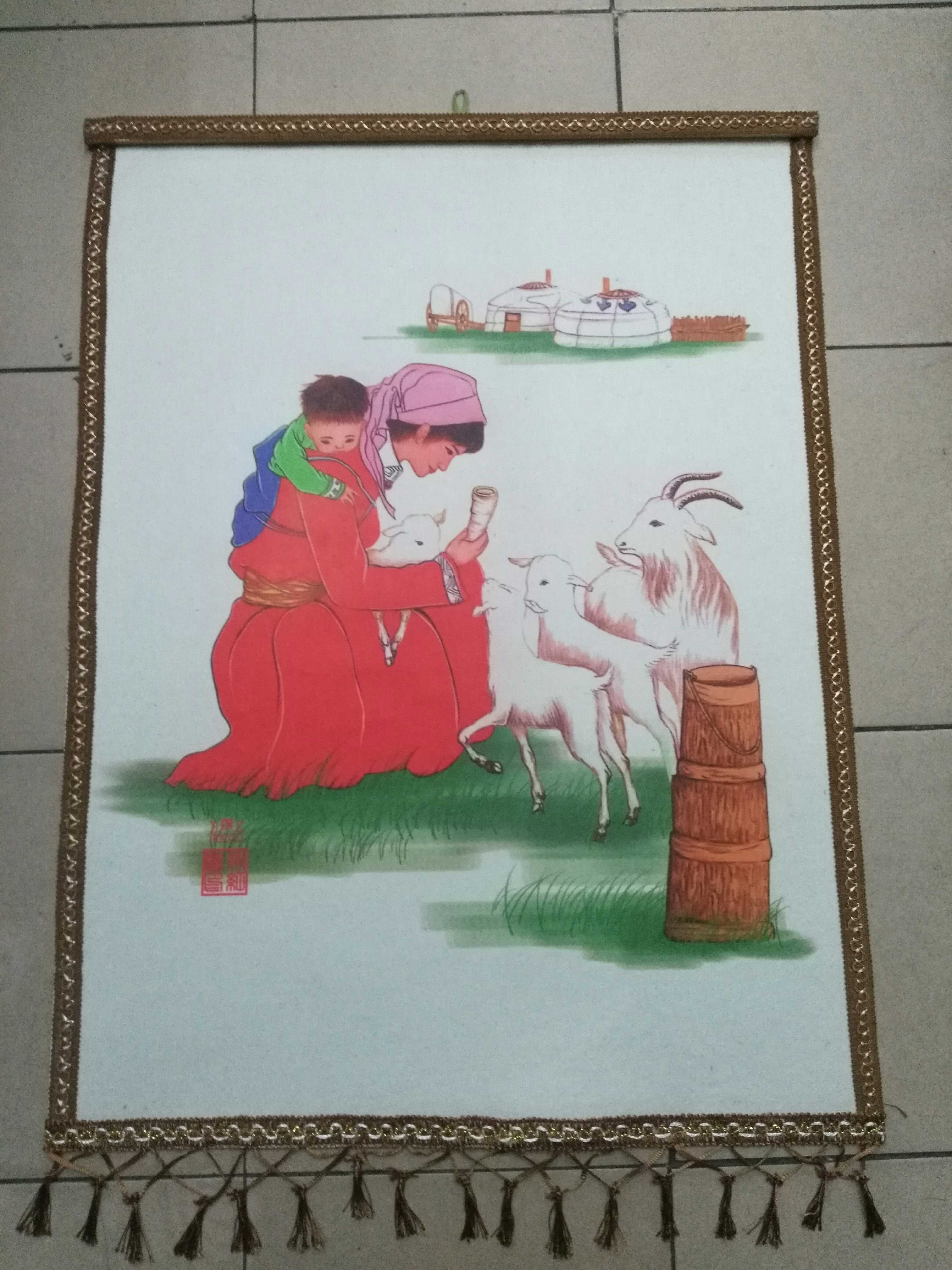 Mongolian Color Felt Painting Hung Painting Into Gini Mongolian Craft Gift Pendulum transfer Mongol Mongolian Bag Decoration Hanging manufacturer Direct Sale