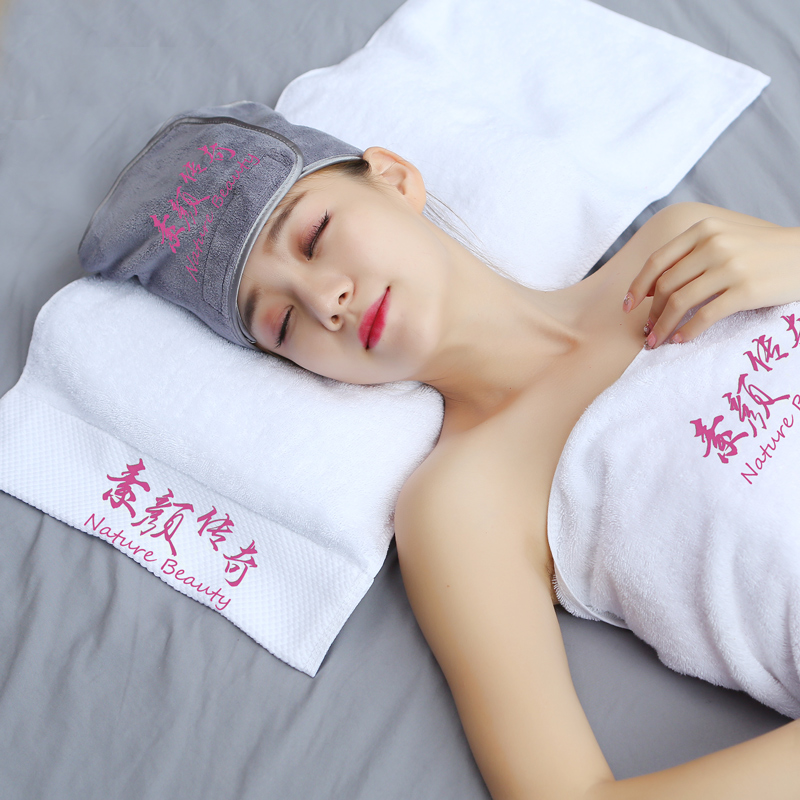 Khăn thẩm mỹ viện thêu biểu tượng tùy chỉnh quản lý da in ấn chuyên bán buôn tùy chỉnh đầy đủ bông khăn trắng - Khăn tắm / áo choàng tắm khăn aden sợi tre