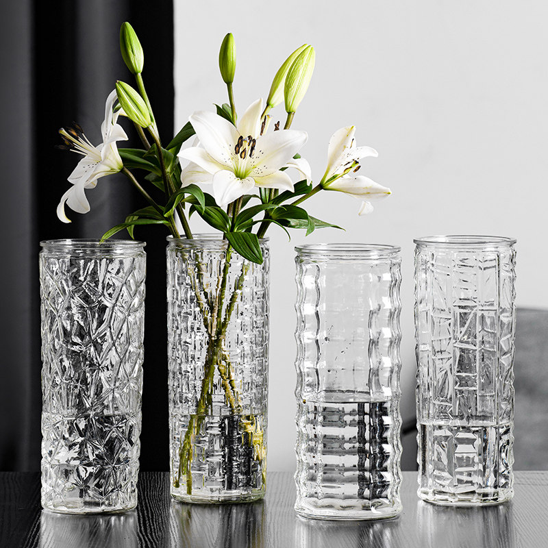Nordic creative special large number glass vase minimalist water peels rich and expensive bamboo rose lily home living room flower arrangement pendulum pieces