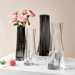 Light Luxury Vase Decoration for Living Room, Creative Irregular Transparent Glass Hydroponic Flower Arrangement Decoration, Trendy High-End Flower Vessel