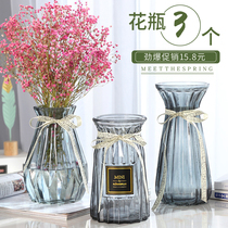 (Three-piece set) European Creative Glass Bottle Living room Glass Vase ornaments hydroponic flower arrangement dried flower vase flower vase