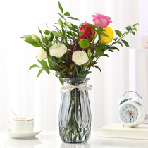 European style stained glass transparent vase large ins living room ornaments with dried flowers hydroponic rich bamboo lily vase