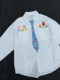American High Street Crayon Hand-Painted Tie Shirt for Men, High-End Cool Graffiti Long-Sleeved Shirt, Preppy Style Top