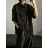 Летняя тонкая шелковая рубашка, китайский стиль, короткий рукав, изысканный стиль