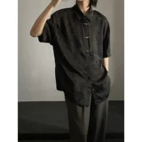 Летняя тонкая шелковая рубашка, китайский стиль, короткий рукав, изысканный стиль