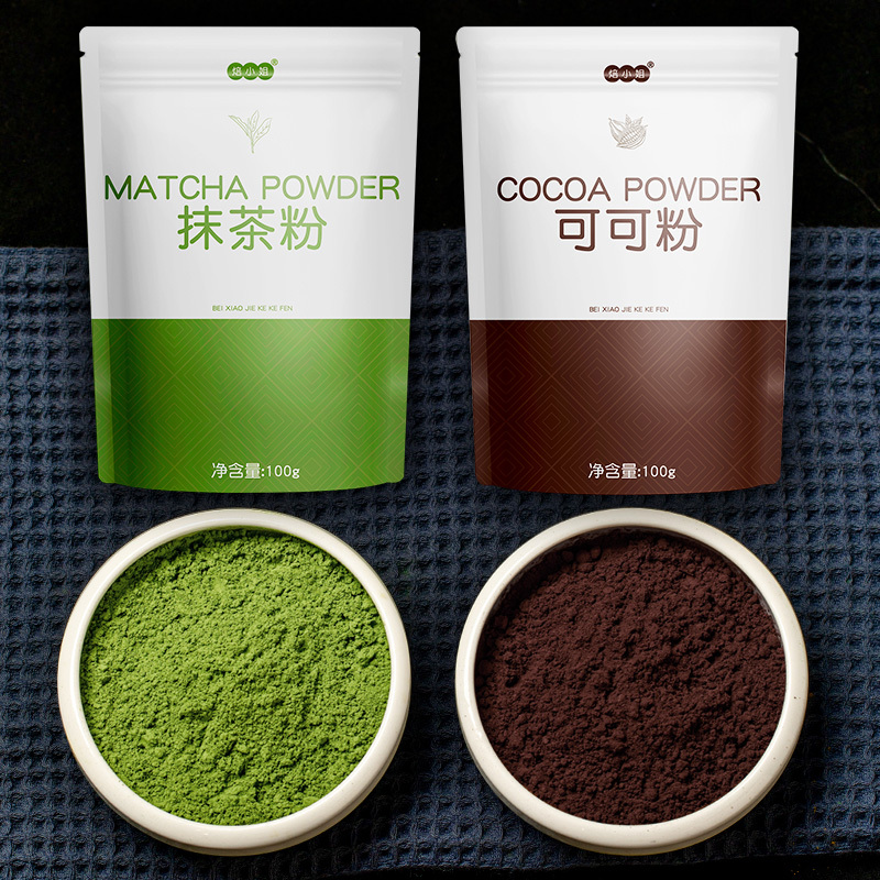 Matcha Powder, Cocoa Powder, Baking Expert's Chocolate Ingredients for Drinks, Food, Strawberry Cakes, Cookies, and Snowflake Pastries Matcha Powder, Cocoa Powder, Baking Expert's Chocolate Ingredients for Drinks, Food, Strawberry Cakes, Cookies, and Snowflake Pastries