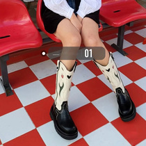 Knight boots womens 2021 new autumn ins tide high boots Mongolian boots color matching thick bottom retro embroidery western boots