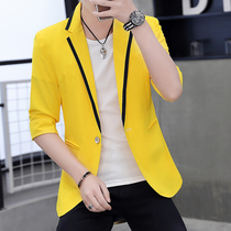 Summer mens small suit mens short sleeves Korean version of Slim sleeve jacket trend casual thin mid-sleeve suit men