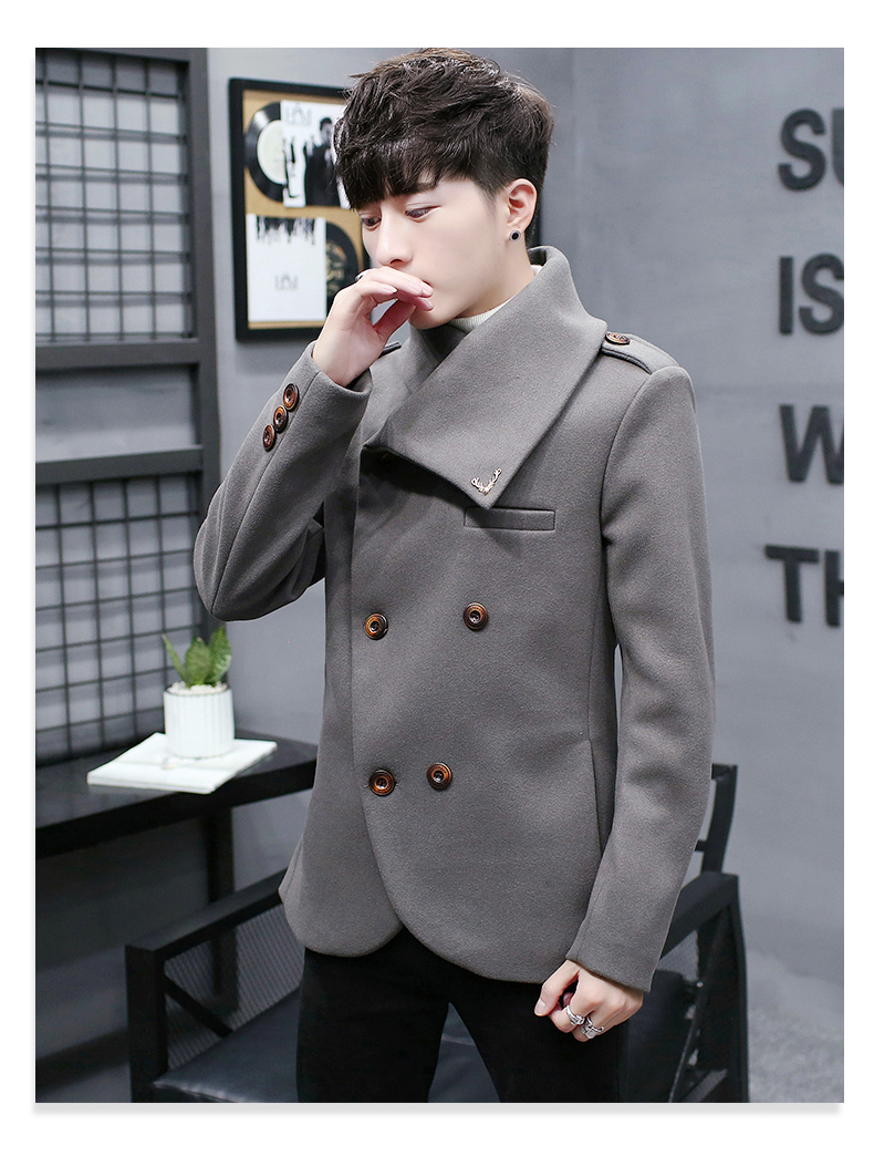 Áo khoác len nam ngắn thời trang nam Trench Coat trong mùa thu đông Winter Áo khoác trẻ trung đẹp trai áo khoác gió