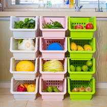 Kitchen shelf Floor-to-ceiling multi-layer plastic supplies Household Daquan vegetable basket Balcony storage basket finishing shelf