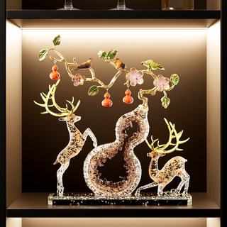 New Chinese-Style Persimmon-Shaped Gourd and Fortune-Bringing Deer Ornament for Living Room, Entrance, Tv Cabinet Decoration, Housewarming and Opening Gift