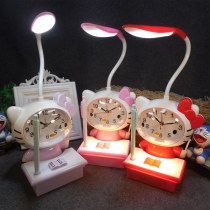 New KT cat cute girl children LED Learning Lamp USB charging portable bedroom bedside alarm clock night light