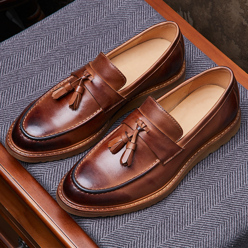 Soybean Lefu shoes men in autumn one-foot Yeng Su all-Oxford men's shoes leather casual shoes man