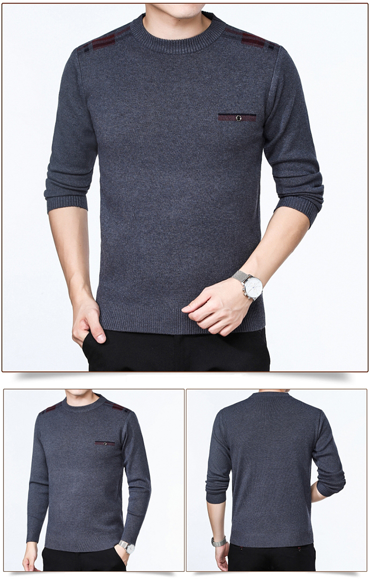 Ordos City 100% áo len cashmere nguyên chất áo len nam cổ tròn cha trung niên dệt kim blazer nam