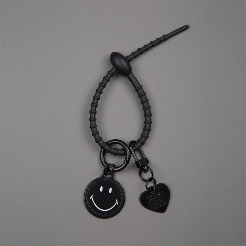 Trendy Color-Blocking Fashion Cartoon Smiley Face Couple Men and Women Car Decoration Silicone Woven Keychain Chain Backpack Pendant