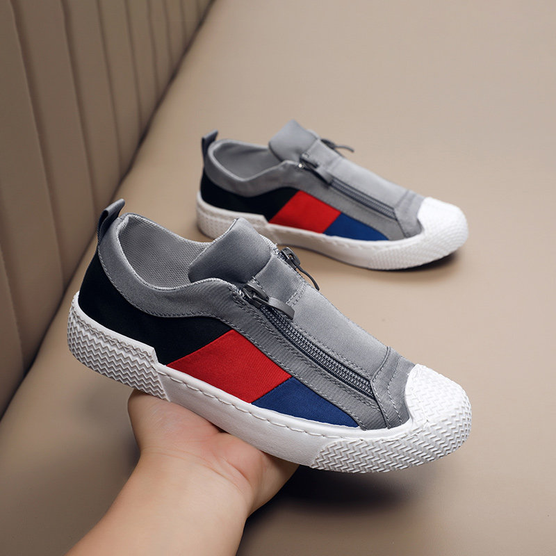 Fried Street Boys' Shoes New 2022 Winter Style Breathable Children's Sports Canvas Sneakers One Pedal Lazy Cloth Shoes Autumn and Winter