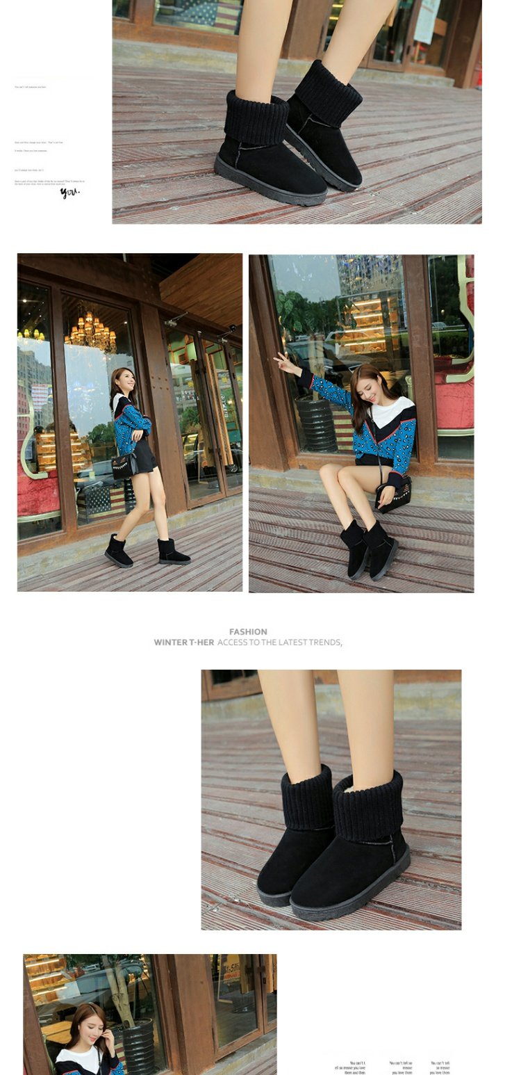Mùa đông mờ mới len miệng tuyết đôi giày trẻ em booties hai mặc cộng với nhung phẳng ống ngắn giày cotton chống trượt thủy triều giày boot nữ juno