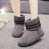 Giày bốt tuyết ống ngắn cho phụ nữ 2020 mùa đông mới phiên bản Hàn Quốc của hoang dã cộng với nhung ấm áp giày bông vải lưới giày một bước màu đỏ - Giày ống Giày ống