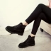 Giày bốt trẻ em Hàn Quốc phiên bản giày cotton 2018 cà vạt mới Martin boot mùa đông cộng với giày đế bệt nhung giày boot nữ cổ thấp đế cao Giày ống