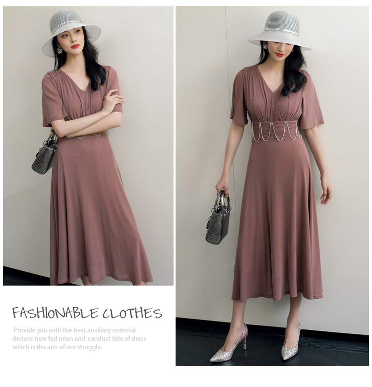 Miuco nữ 2019 hè mới Pháp khí retro lấp lánh lụa bạc tay áo bay eo cao thanh lịch k - Váy eo cao các mẫu váy hạ eo đẹp	
