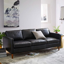 Leather sofa simple office modern business three people Office reception room reception area combination simple coffee table