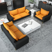 Nordic leather sofa living room with small apartment triple office simple modern light luxury leather sofa combination