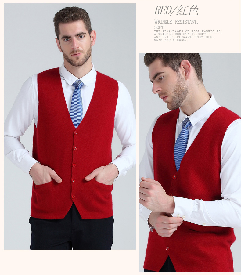 Shepars new V-Cổ cashmere vest nam dày trung niên vest lỏng cardigan áo len màu rắn