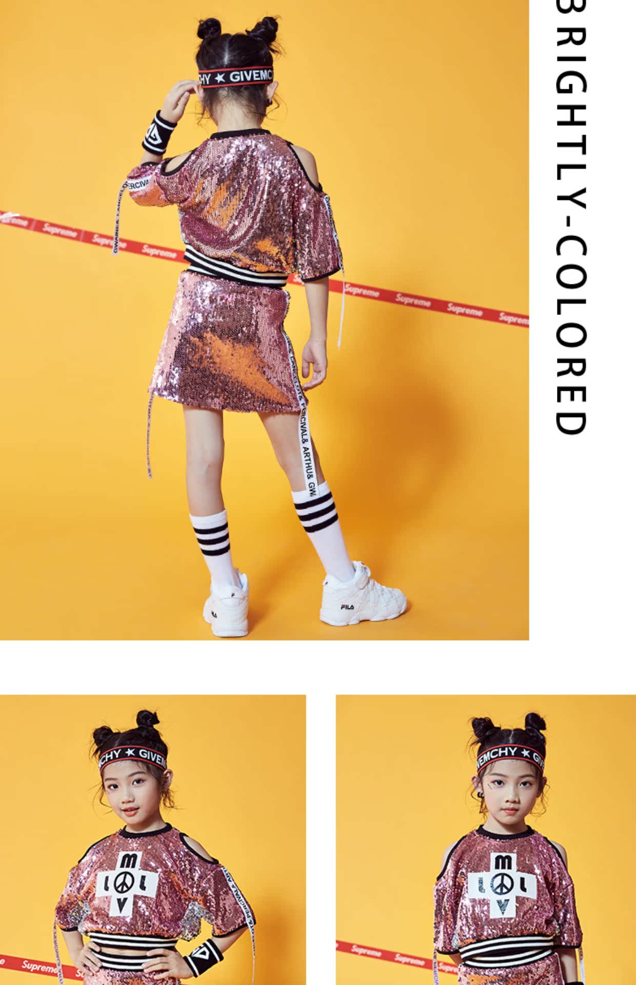 Trang phục khiêu vũ cho trẻ em jazz cô gái sequin hiện đại quần áo cổ vũ khiêu vũ thiết lập trang phục nhảy đường phố hip hop áo len bé gái
