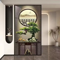 Customized light luxury art glass living room bedroom decoration screen partition home blocking entrance porch welcoming pine tree