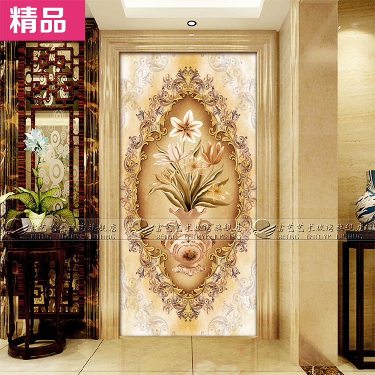 Hot Pins Art Glass Furnishing Living-room Entrance Screen Partition Isolation Genguan Background Deep Sculpture European Style Jade Sculpture Vase