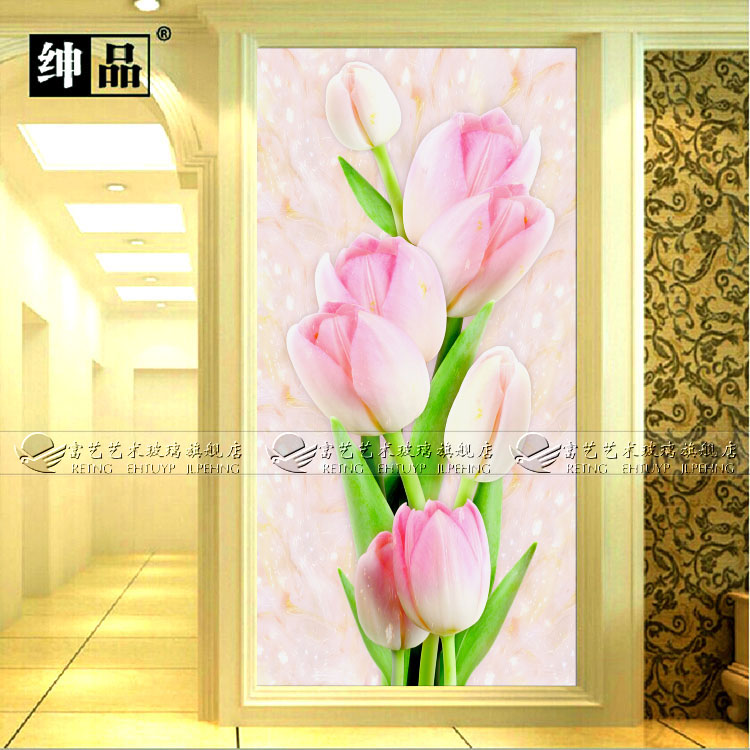 Hot Pin Art Glass Genguan Aisle Screen Partition Imitation Jade Jade Tulip 3D Solid Sensation Flower Jade Sculpture