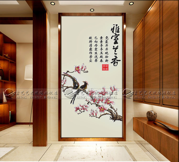 Manufacturer direct sales new art glass ultra white tempered glass deep engraving Xuanguan Background wall Mashelan incense