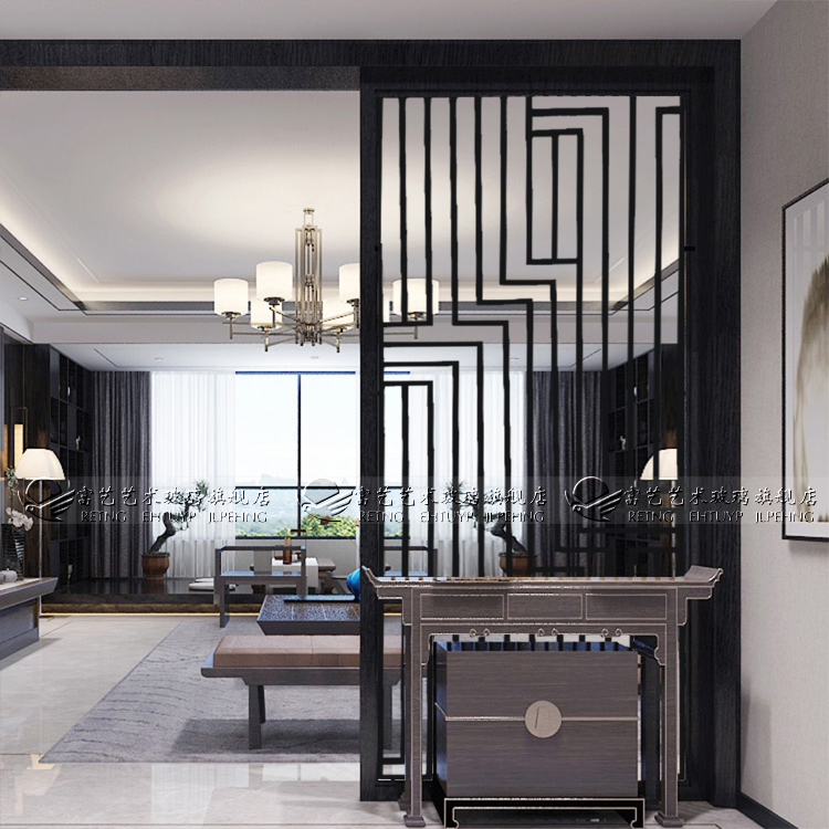 Hot Pins Art Glass Living Room Genguan Background Wall 3D Stereoscopic Sense Partition Screen Entry Overhang Ceiling CEILING HAIRSTYLE