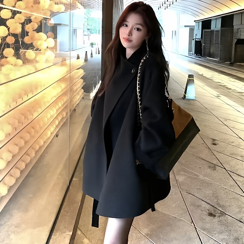 100% Wool Double-Sided Woolen Coat, New Autumn and Winter Style, Stand-Up Collar, Tie, Petite Size, High-End Feel, Waist-Cinching, Slimming Short Coat 100% Wool Double-Sided Woolen Coat, New Autumn and Winter Style, Stand-Up Collar, Tie, Petite Size, High-End Feel, Waist-Cinching, Slimming Short Coat