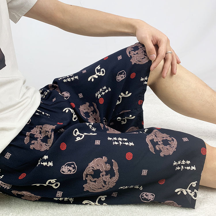 Middle-Aged and Elderly Men's Rayon Shorts, Summer Thin Loose Cotton Silk Pajama Shorts, Five-Point Shorts, Home Large Pants Middle-Aged and Elderly Men's Rayon Shorts, Summer Thin Loose Cotton Silk Pajama Shorts, Five-Point Shorts, Home Large Pants