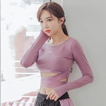 2021 new sport blouses womens spring and autumn slim fit with slim open-air fitness training yoga service long sleeve t-shirt