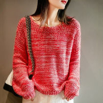 Round Collar Sweater Woman 2021 Autumn Winter New Lazy Wind Easy To Thicken Blouse Foreign Air Minus-in-the-Head Knitted Cardiovert