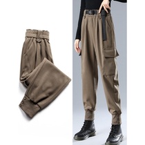 Working Dress Pants Woman 2021 Autumn Winter New Loose high waist Garching thickened Harun pants Ocean Gas Aging Bunch Foot Casual Pants