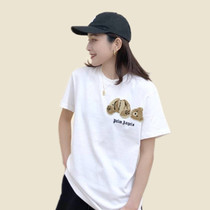 Star with 2021 summer new PA Palm severed bear angel short sleeve female flock embroidery T-shirt men ins