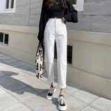 Белые цветные штаны, осенние джинсы, высокая талия, свободный прямой крой, коллекция 2023, по фигуре