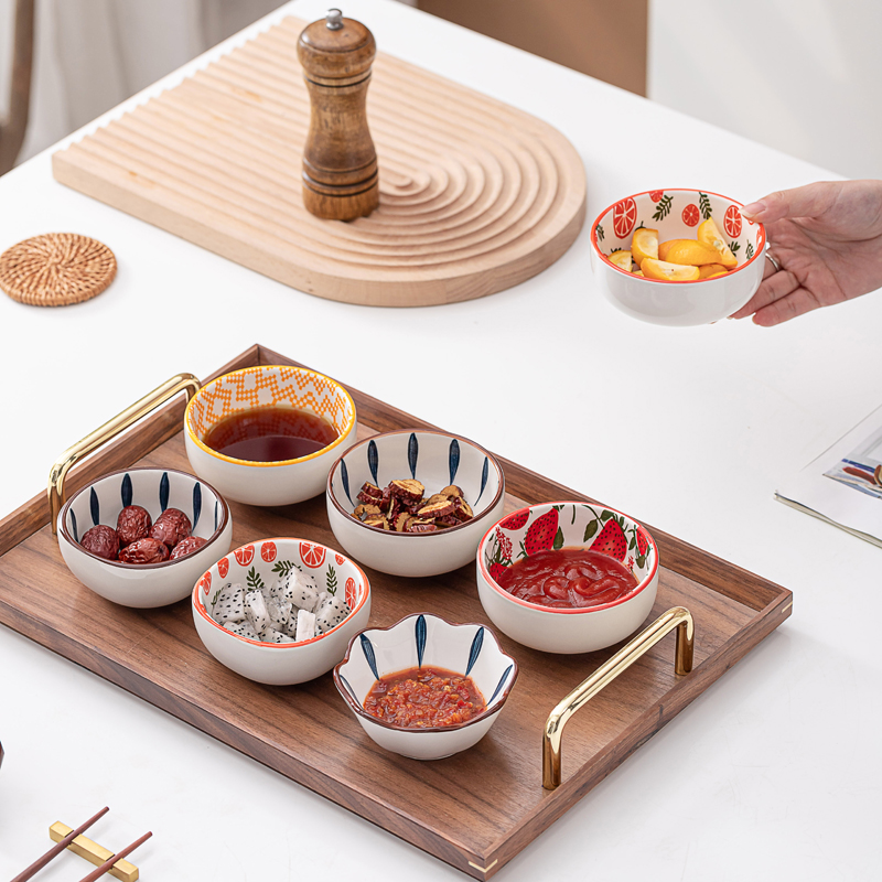 2 packs of 4-inch underglaze color hot pot barbecue dipping sauce bowl flavor dish household ceramic soy sauce dish seasoning dish small bowl