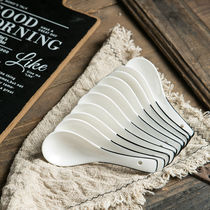 Japanese-style 10 ceramic small spoons simple ins black line household spoon creative spoon soup spoon