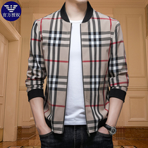 Chiamania thin jacket mens casual spring clothing middle-aged trend non-iron baseball collar mens plaid jacket