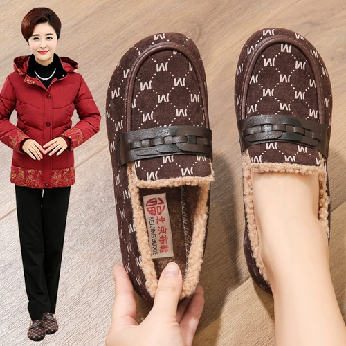 Зимние нескользящие удерживающие тепло флисовые комфортные слипоны для матери, для среднего возраста