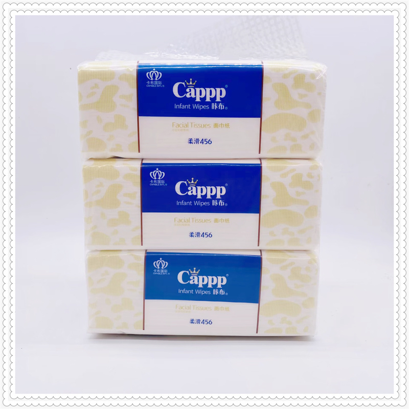 【Whole Bag of 16 Packs/48 Sheets】Cappp International Cappp Tissue Paper, Smooth 456 Facial Tissues, Large Baby Pack