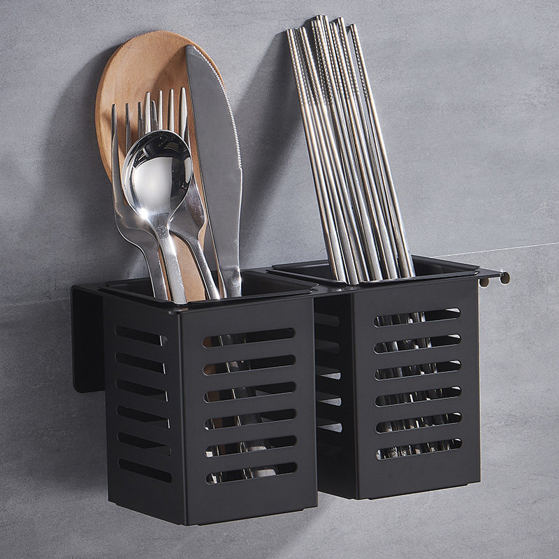 304 Stainless Steel Chopstick Cylinder Wall-mounted Wall-Free Fast Cage Home Containing Bucket Drain Rack Kitchen Chopsticks Basket-Taobao
