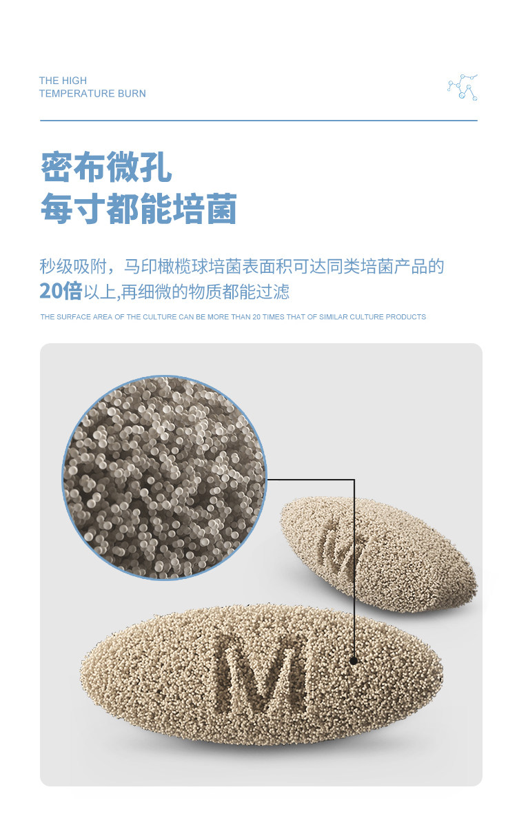 马印橄榄球鱼缸过滤材料纳米球陶瓷环培菌滤材鱼缸细菌屋净水过滤 detail 14