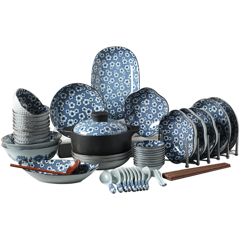 Miske dishes suit Japanese creative 58 jingdezhen ceramics cutlery set combination dishes chopsticks at home