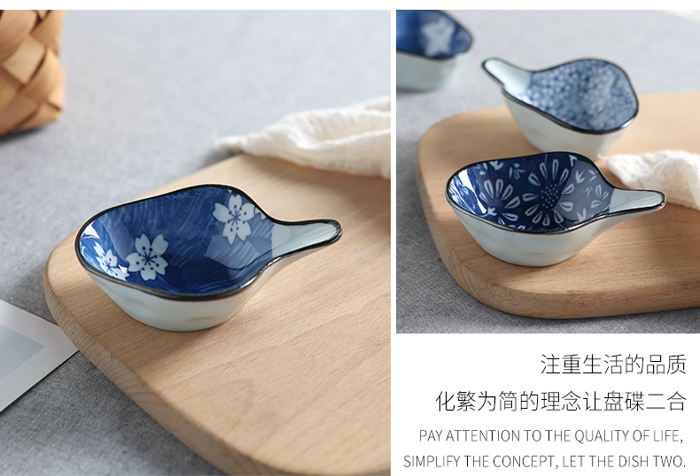 Creative hand under glaze color porcelain Japanese and cold dishes flat dish of sauce oil disc shaped disc of small dishes